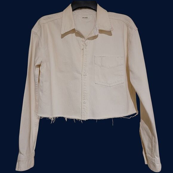 GRLFRND Jackets & Blazers - GRLFRND Cut Off Jean Jacket Christy Ivory Oversized, Women's XS